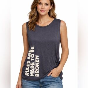 Pac Sun Graphic Blue Gray Athletic Sporty Casual Beach Bohemian Muscle Tank